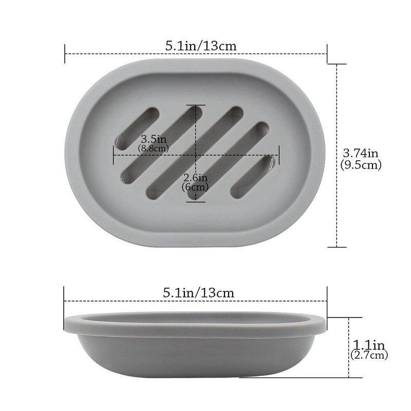 Topsky 4pcs Soap Dish with Drain  Soap Holder  Soap Saver  Easy Cleaning  Dry  Stop Mushy Soap (Grey) - Image 4